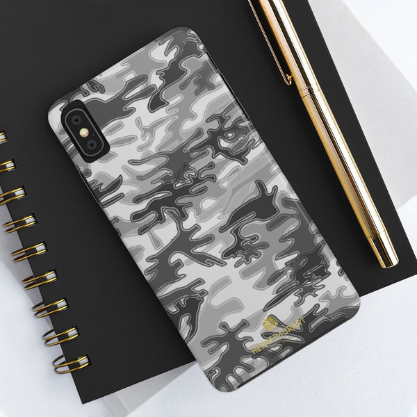 Grey Camo Print iPhone Case, Army Camoflage Case Mate Tough Phone Cases-Phone Case-Printify-Heidi Kimura Art LLC
