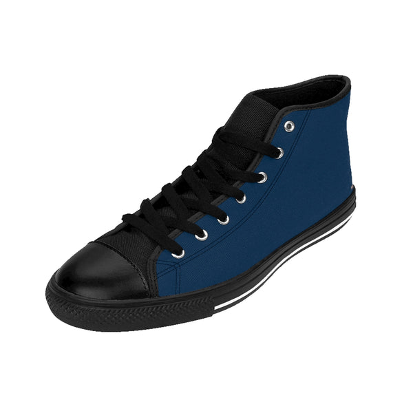 Prussian Blue Solid Color Women's High Top Sneakers Running Shoes (US Size: 6-12)-Women's High Top Sneakers-Heidi Kimura Art LLC Blue Solid Color Women's Sneakers, Prussian Blue Solid Color Women's High Top Sneakers Running Shoes (US Size: 6-12)