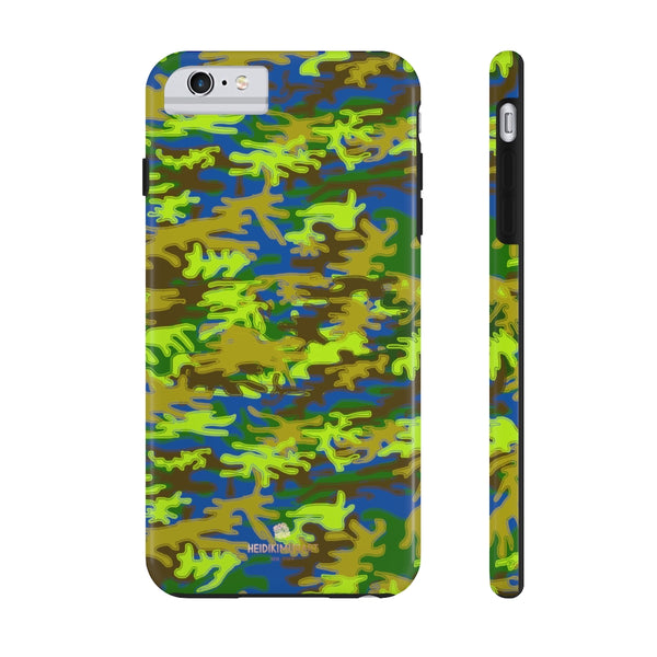 Blue Green Camo iPhone Case, Case Mate Tough Samsung Galaxy Phone Cases-Phone Case-Printify-iPhone 6/6s Plus Tough-Heidi Kimura Art LLC