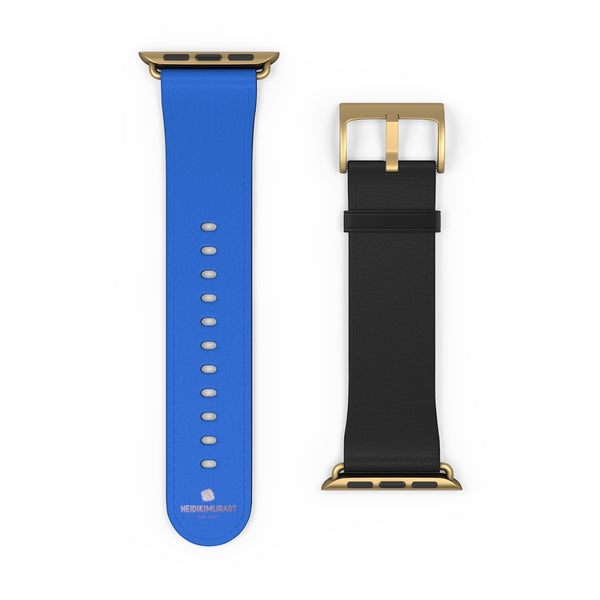 Blue Black Duo Solid Color Print 38mm/42mm Watch Band For Apple Watch- Made in USA-Watch Band-Heidi Kimura Art LLC