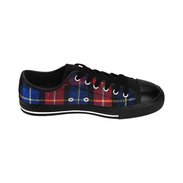 Red Plaid Print Women's Sneakers