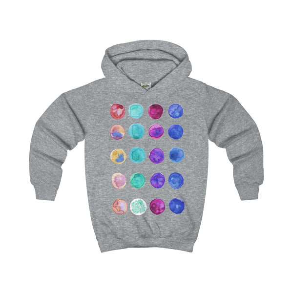 Designer Blue Colorful Cute Polka Dots Kids Hoodie - Made in United Kingdom-Kids clothes-Heather Grey-XS-Heidi Kimura Art LLC