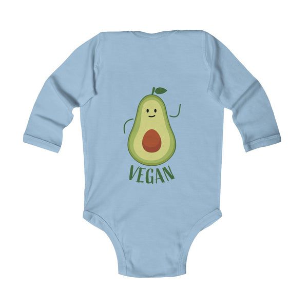 Cute Green Avocado Vegan Baby Boy/Girls Infant Kids Long Sleeve Bodysuit - Made in USA-Infant Long Sleeve Bodysuit-Heidi Kimura Art LLC