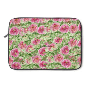 Pink Rose Floral Print 12', 13", 14" Floral Laptop Sleeve - Designed + Made in the USA-Laptop Sleeve-13"-Heidi Kimura Art LLC