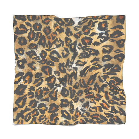 Brown Leopard Poly Scarf, Animal Print Premium Fashion Accessories- Made in USA-Accessories-Printify-Poly Voile-25 x 25 in-Heidi Kimura Art LLC Brown Leopard Poly Scarf, Animal Print Lightweight Delicate Sheer Poly Voile or Poly Chiffon 25"x25" or 50"x50" Luxury Designer Fashion Accessories- Made in USA, Fashion Sheer Soft Light Polyester Square Scarf