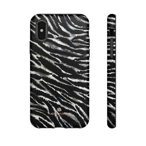 White Tiger Stripe Phone Case, Animal Print Tough Designer Phone Case -Made in USA-Phone Case-Printify-iPhone X-Matte-Heidi Kimura Art LLC