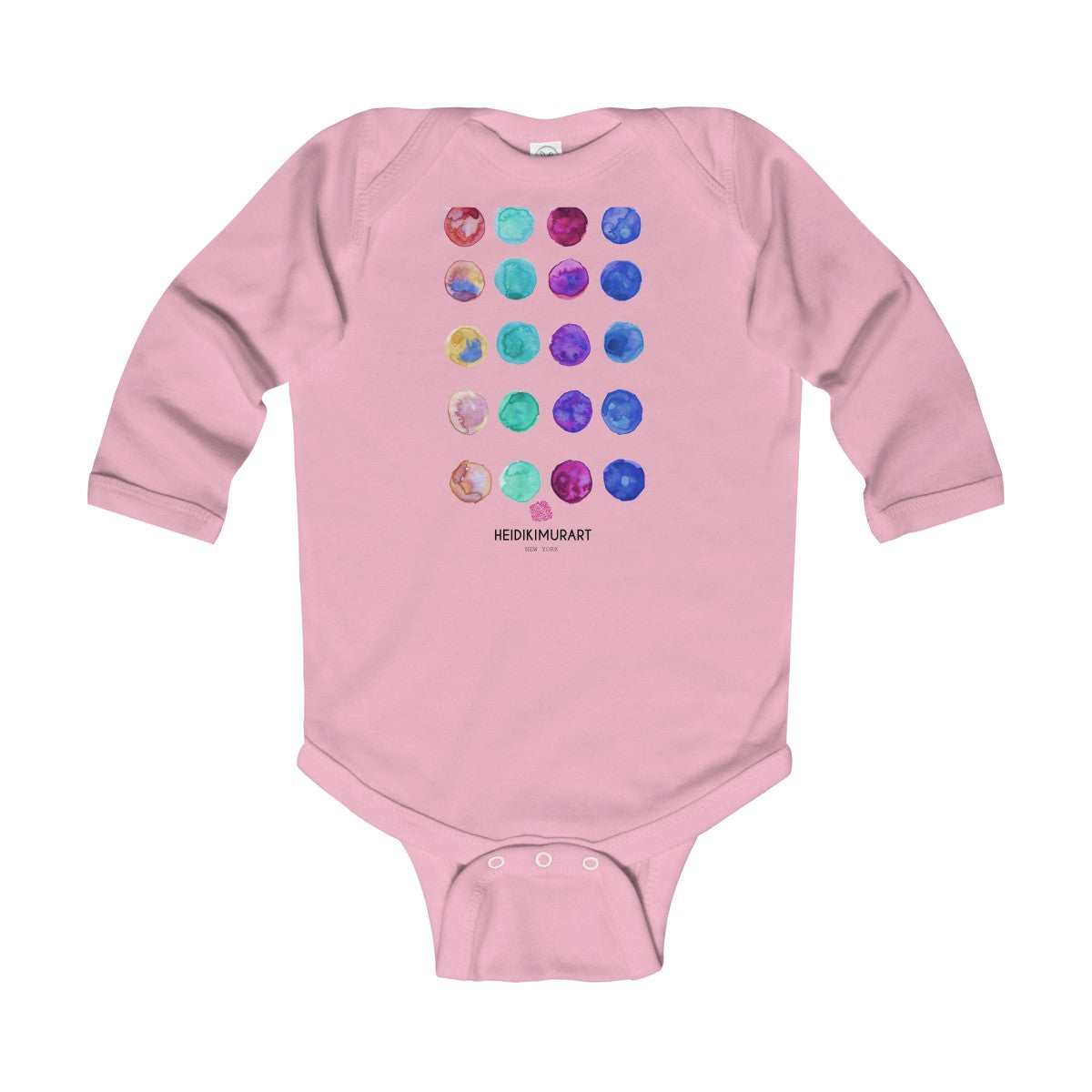 Polka Dots Watercolor Print Baby's Infant Long Sleeve Bodysuit - Made in UK-Kids clothes-Pink-18M-Heidi Kimura Art LLC