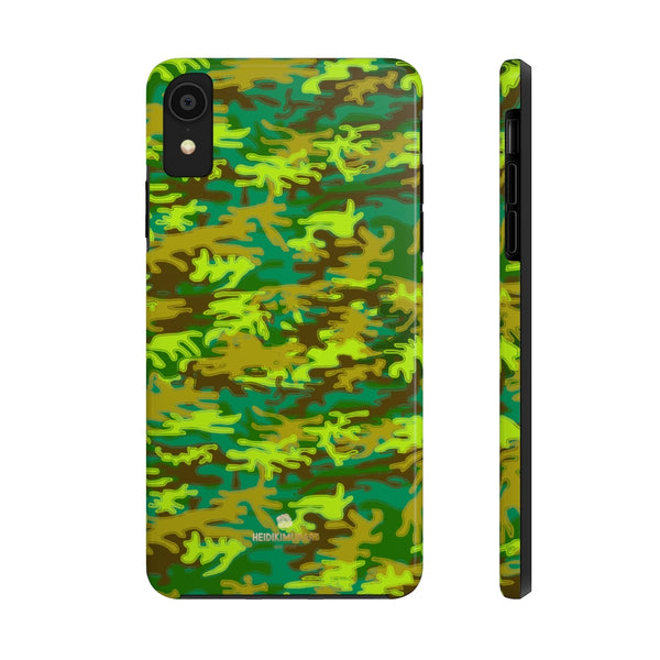 Bright Green Camo iPhone Case, Case Mate Tough Samsung Galaxy Phone Cases-Phone Case-Printify-iPhone XR-Heidi Kimura Art LLC