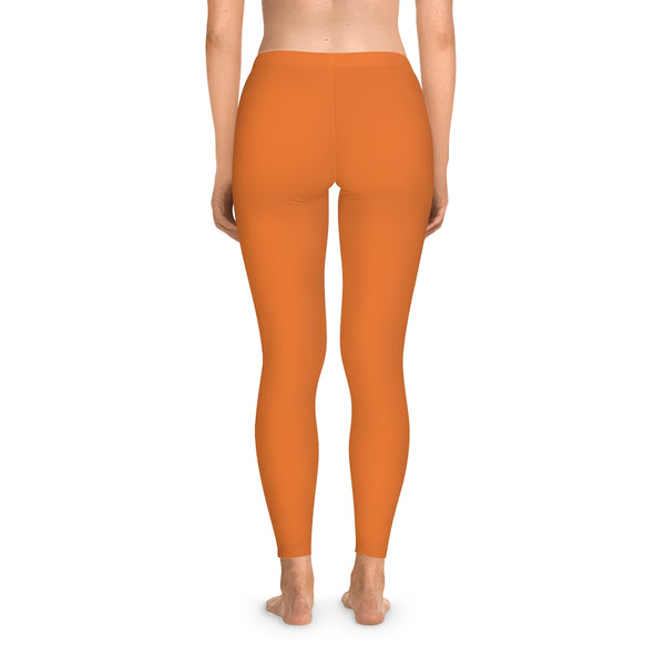 Happy Orange Solid Color Tights, Orange Solid Color Designer Comfy Women's Stretchy Leggings- Made in USA