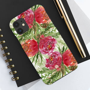 Red Orange Floral Print Phone Case, Flower Case Mate Tough Phone Cases-Made in USA - Heidikimurart Limited 