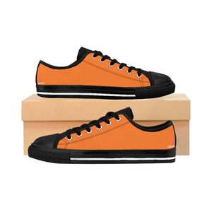 Hot Orange Women's Low Top Sneakers, Sunshine Orange Solid Color Designer Low Top Women's Canvas Bright Best Quality Premium Fashion Casual Sneakers Tennis Running Athletic Shoes (US Size: 6-12)