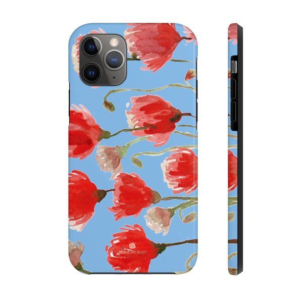 Blue Red Tulip Phone Case, Floral Print Flower Case Mate Tough Phone Cases-Made in USA - Heidikimurart Limited 