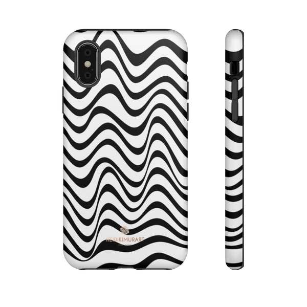 Wavy Black White Tough Cases, Designer Phone Case-Made in USA-Phone Case-Printify-iPhone X-Matte-Heidi Kimura Art LLC