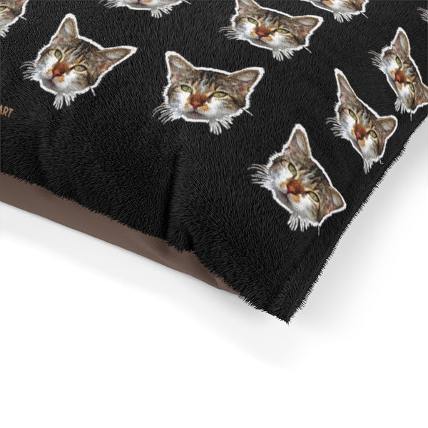 Black Cat Pet Bed, Solid Color Machine-Washable Pet Pillow With Zippers-Printed in USA-Pets-Printify-Heidi Kimura Art LLC
