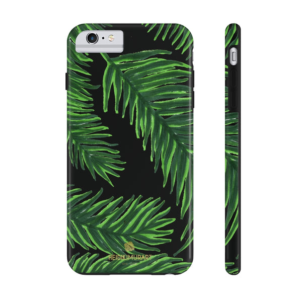 Black Palm Leaf Print Phone Case, Tropical Print Case Mate Tough Phone Cases-Made in USA - Heidikimurart Limited 