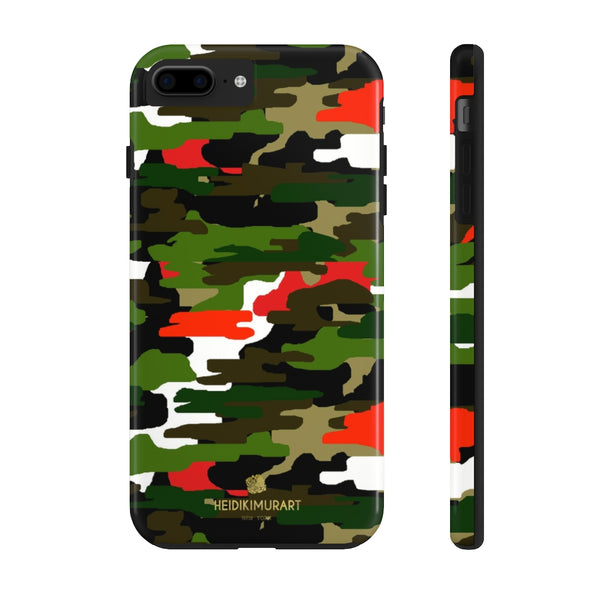 Red Green Camo iPhone Case, Classic Army Camouflage Case Mate Tough Phone Cases-Phone Case-Printify-iPhone 7 Plus, iPhone 8 Plus Tough-Heidi Kimura Art LLC