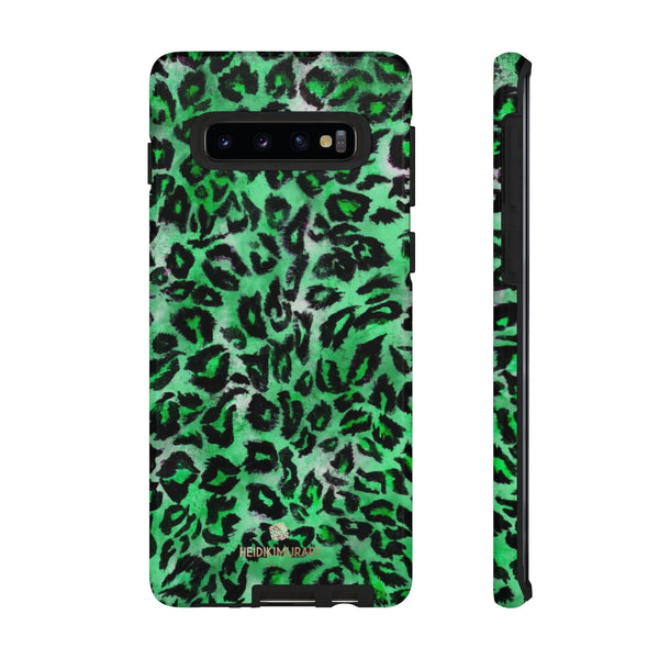 Green Leopard Phone Case, Animal Print Tough Designer Phone Case -Made in USA-Phone Case-Printify-Samsung Galaxy S10-Glossy-Heidi Kimura Art LLC
