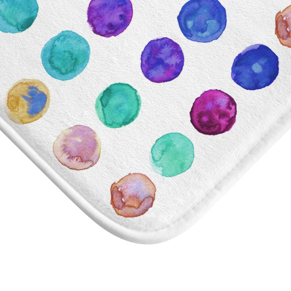 Watercolor Colorful Polka Dots Bath Mat, Dot Print Best Large Microfiber Rug-Printed in USA-Bath Mat-Heidi Kimura Art LLC