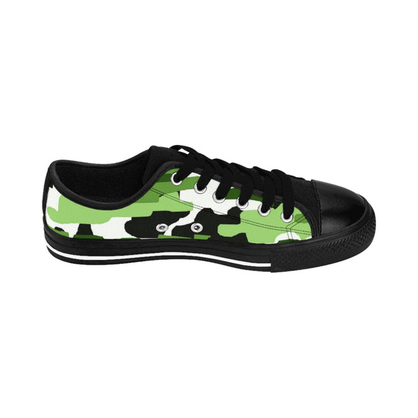 Green Camo Print Women's Sneakers, Army Military Camouflage Printed Fashion Canvas Tennis Shoes