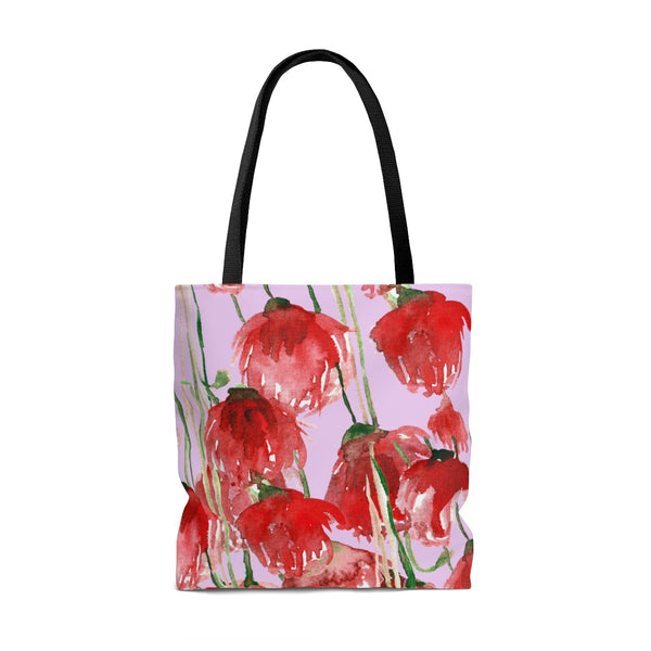 Light Pink Pacific Northwest Red Tulip Flower Floral Print Designer Tote Bag - Made in USA-Tote Bag-Heidi Kimura Art LLC