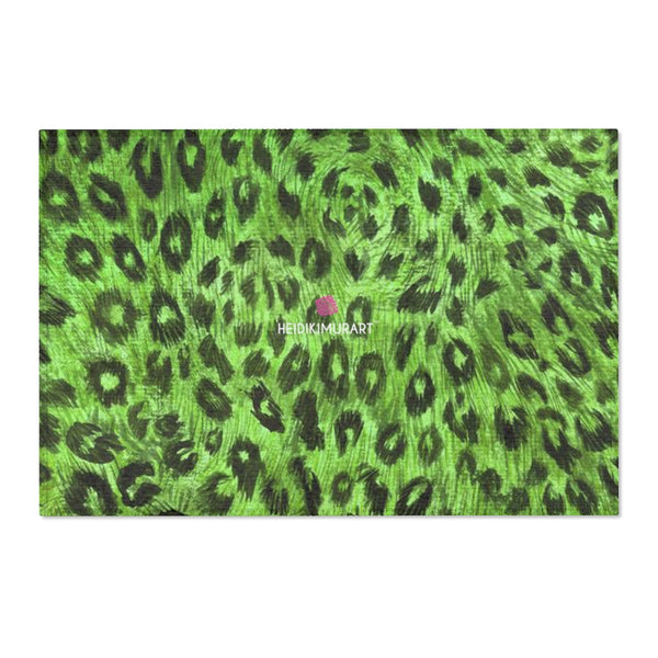 Green Leopard Area Rugs, Animal Print Best Fashionable Designer 24x36, 36x60, 48x72 inches Machine Washable Strong Durable Anti-Slip Polyester Non-Woven Area Rugs-Printed in the USA