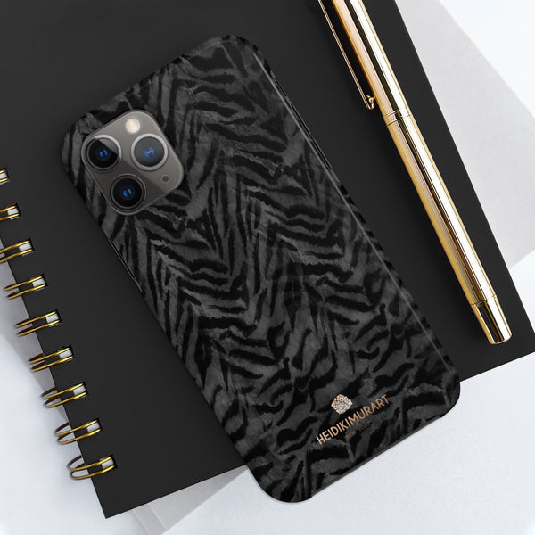 Black Tiger Stripe Phone Case, Animal Print Case Mate Tough Phone Cases-Made in USA - Heidikimurart Limited 