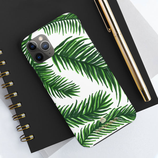 White Tropical Print Phone Case, Palm Leaf Case Mate Tough Phone Cases-Made in USA - Heidikimurart Limited 