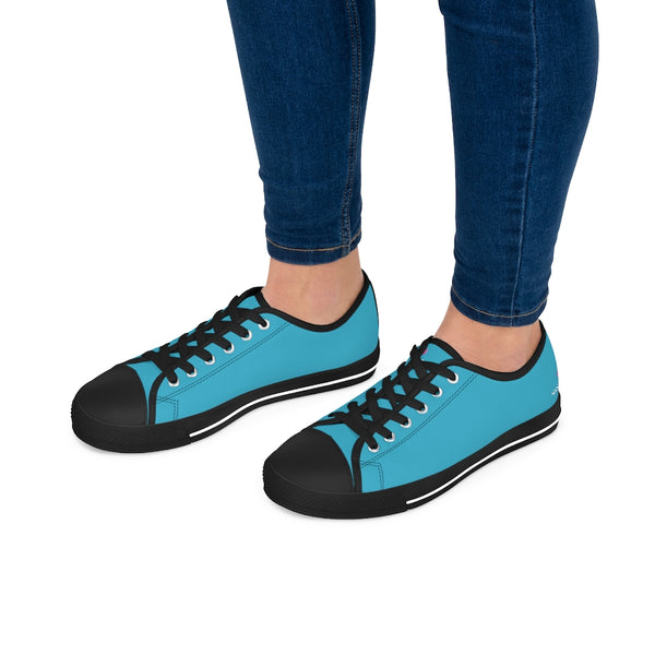 Blue Color Ladies' Sneakers, Solid Blue Color Modern Minimalist Basic Essential Women's Low Top Sneakers Tennis Shoes, Canvas Fashion Sneakers With Durable Rubber Outsoles and Shock-Absorbing Layer and Memory Foam Insoles (US Size: 5.5-12)