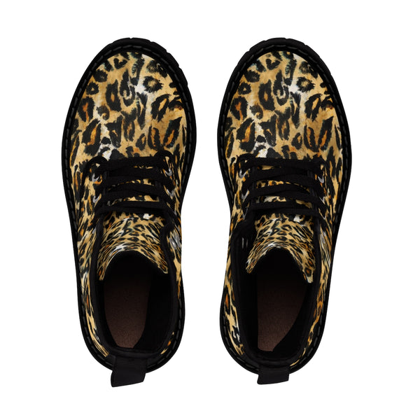 Cool Leopard Skin Pattern Animal Print Women's Winter Lace-up Toe Cap Boots Shoes-Women's Boots-Heidi Kimura Art LLC