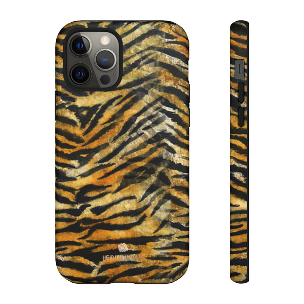 Orange Tiger Striped Phone Case, Animal Print Tough Cases, Designer Phone Case-Made in USA-Phone Case-Printify-iPhone 12 Pro-Matte-Heidi Kimura Art LLC