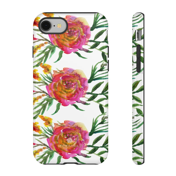 Pink Rose Floral Phone Case, Flower Print Tough Designer Phone Case -Made in USA-Phone Case-Printify-iPhone 8-Glossy-Heidi Kimura Art LLC