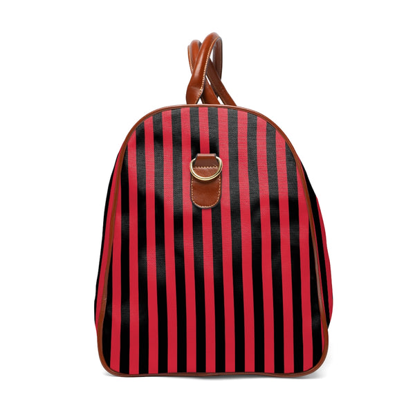 Red Stripe Waterproof Travel Bag