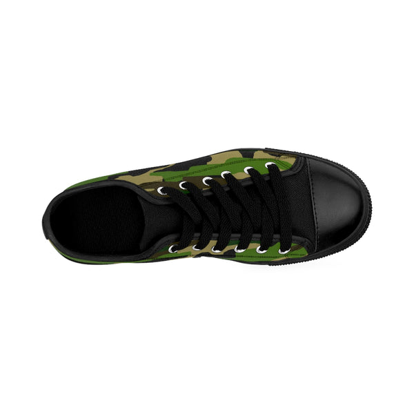Military Army Green Camouflage Print Low Top Women's Running Sneakers Shoes-Women's Low Top Sneakers-Heidi Kimura Art LLC