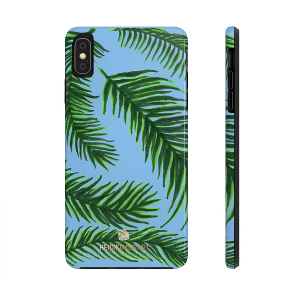 Pastel Blue Tropical Print Phone Case, Palm Leaf Case Mate Tough Phone Cases-Made in USA - Heidikimurart Limited 