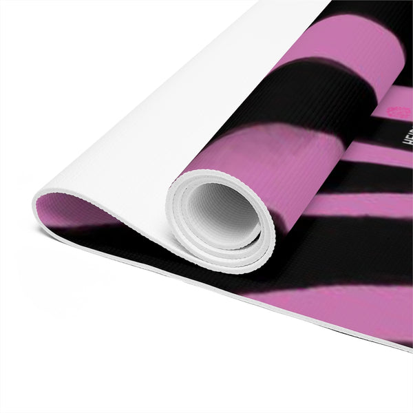 Pink Zebra Foam Yoga Mat, Light Pink and Black Animal Print Wild & Fun Stylish Lightweight 0.25" thick Best Designer Gym or Exercise Sports Athletic Yoga Mat Workout Equipment - Printed in USA (Size: 24″x72")
