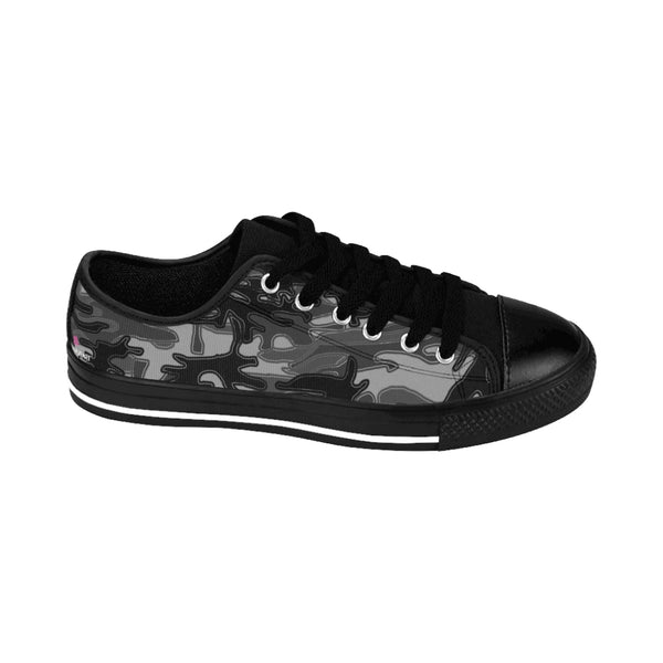 Grey Camo Print Women's Sneakers, Gray Shades Army Military Camouflage Printed Designer Best Fashion Low Top Canvas Lightweight Premium Quality Women's Sneakers (US Size: 6-12)