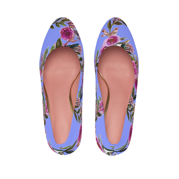 Violet Floral Garden Purple Pink Rose Designer Women's High Heels Canvas Shoes (US Size: 5-11)-3 inch Heels-Heidi Kimura Art LLC