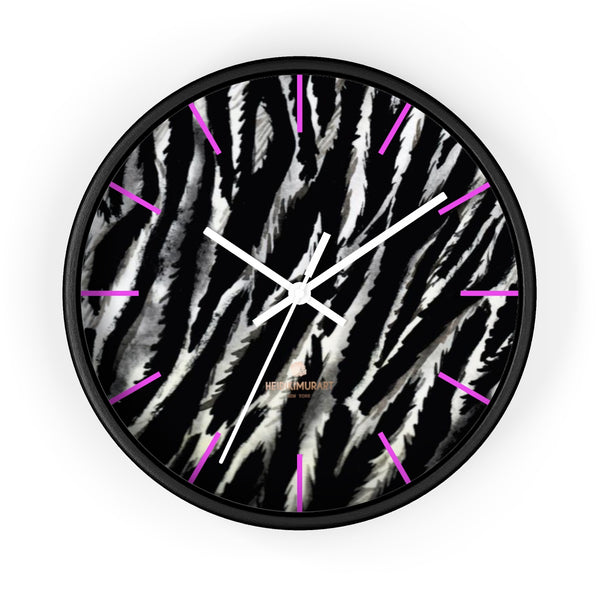 Black White Zebra Animal Print 10 in. Dia. Indoor Wall Clock- Made in USA-Wall Clock-10 in-Black-White-Heidi Kimura Art LLC