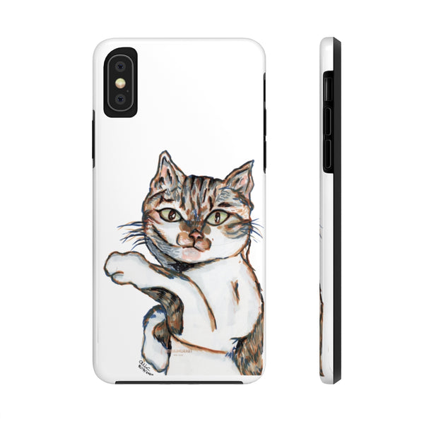 White Cat Phone Case, Peanut Meow Cat Case Mate Tough Phone Cases-Made in USA - Heidikimurart Limited 