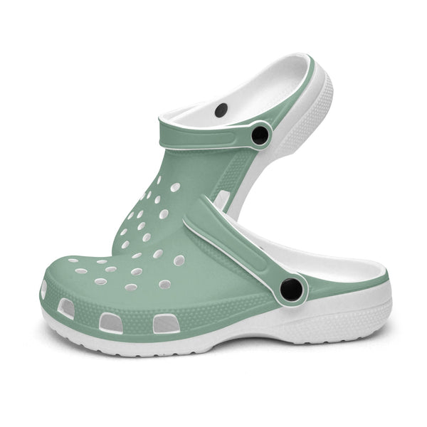 Pastel Green Color Unisex Clogs, Best Solid Green Color Classic Solid Color Printed Adult's Lightweight Anti-Slip Unisex Extra Comfy Soft Breathable Supportive Clogs Flip Flop Pool Water Beach Slippers Sandals Shoes For Men or Women, Men's US Size: 3.5-12, Women's US Size: 4-12