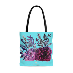 Sky Blue Rose Flower Floral Designer Small Medium or Large Tote Bag - Made in USA-Tote Bag-Large-Heidi Kimura Art LLC