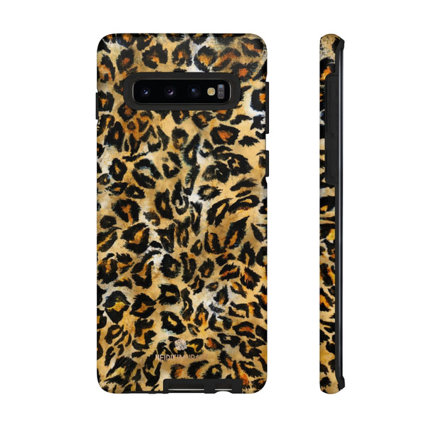 Brown Leopard Tough Cases, Animal Print Best Designer Phone Case-Made in USA-Phone Case-Printify-Samsung Galaxy S10-Matte-Heidi Kimura Art LLC