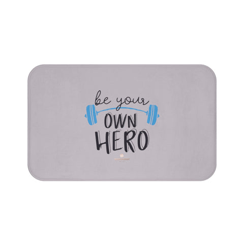 Light Gray "Be Your Own Hero" Inspirational Quote Microfiber Bath Mat- Printed in USA-Bath Mat-Large 34x21-Heidi Kimura Art LLC