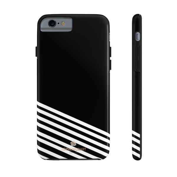 Black White Striped iPhone Case, Modern Case Mate Tough Samsung Galaxy Phone Cases-Phone Case-Printify-iPhone 6/6s Tough-Heidi Kimura Art LLC