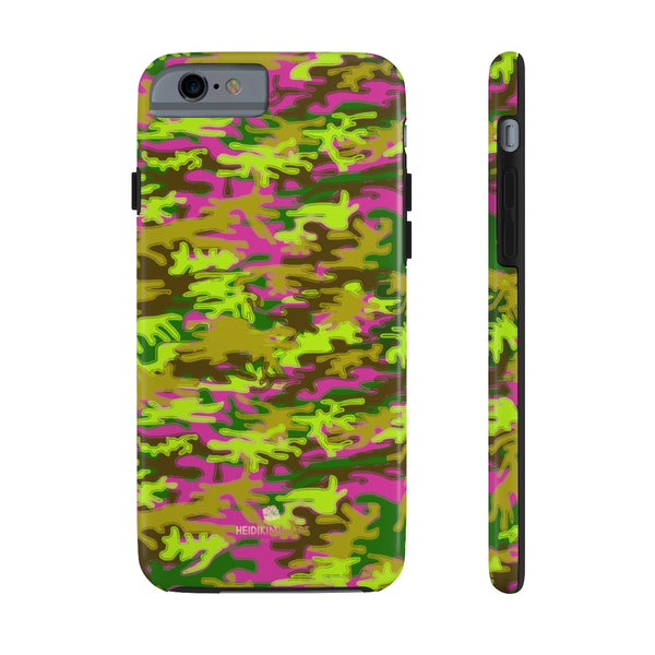 Hot Pink Green Camo iPhone Case, Case Mate Tough Samsung Galaxy Phone Cases-Phone Case-Printify-iPhone 6/6s Tough-Heidi Kimura Art LLC