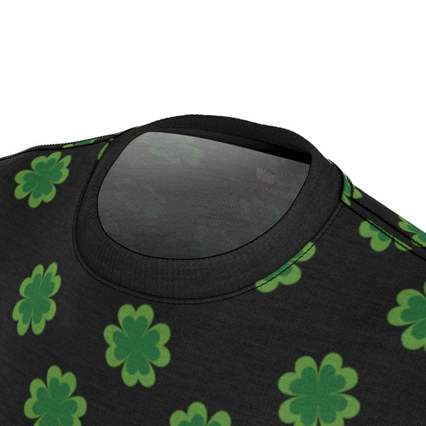 Black Green Clover Unisex Tee, St. Patrick's Day Print Soft Microfiber Shirt- Made in USA-Unisex T-Shirt-Heidi Kimura Art LLC