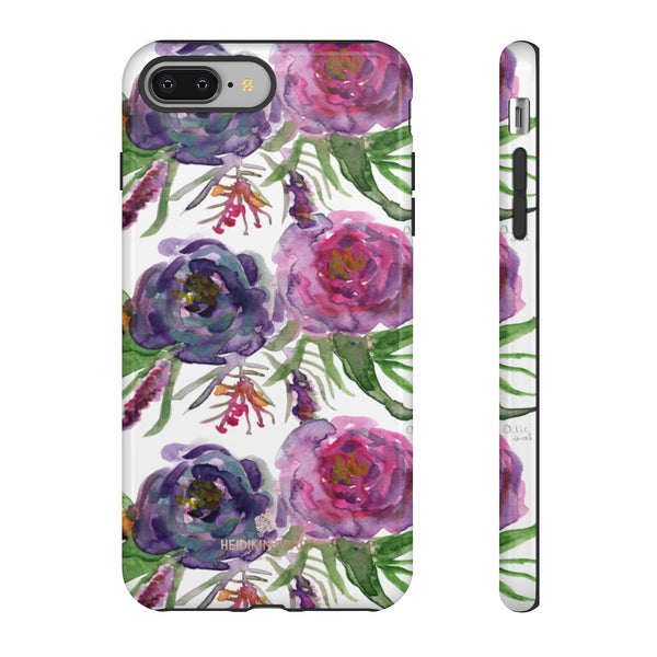 Pink Floral Print Phone Case, Roses Tough Designer Phone Case -Made in USA-Phone Case-Printify-iPhone 8 Plus-Glossy-Heidi Kimura Art LLC