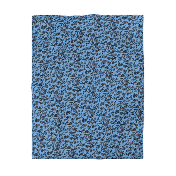 Blue Floral Microfiber Duvet Cover