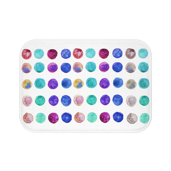 Watercolor Colorful Polka Dots Bath Mat, Dot Print Best Large Microfiber Rug-Printed in USA-Bath Mat-Small 24x17-Heidi Kimura Art LLC
