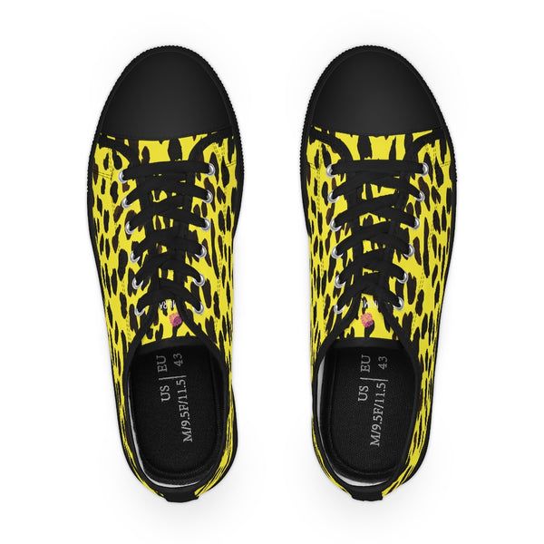 Yellow Leopard Print Men's Shoes, Best Animal Print Men's Low Top Sneakers  (US Size: 5-14)